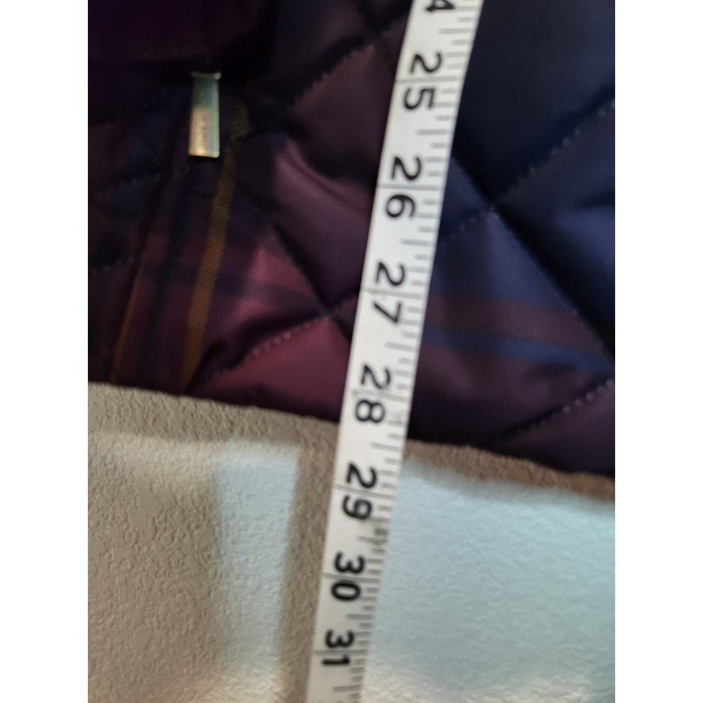 Lands' End Petite 16P Quilted Plaid Jacket Purple Blue Snap Zip Coat - Picture 7 of 9